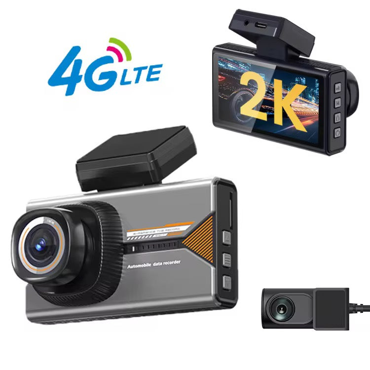 4G 2K+1080P Car Dash Cam DVR 2.0 IPS screen Rearview Camera