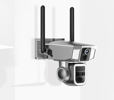 Solar Security Camera Home - Night Vision 4K Triple-Lens 10X Optical Zoom, 4G/Wi-Fi Connectivity,355°PTZ