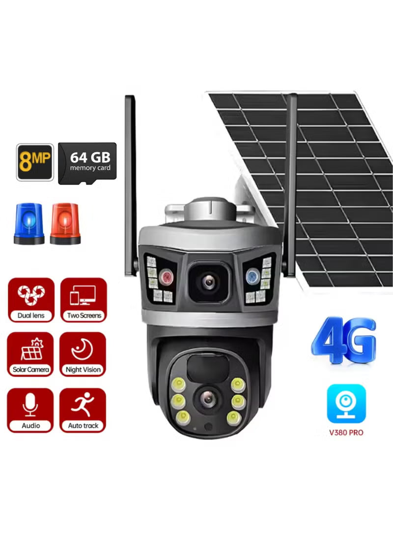 Eye Vision 4G  8MP Dual Lens CCTV Camera For Home 360° Outdoor Security Camera With Solar Power