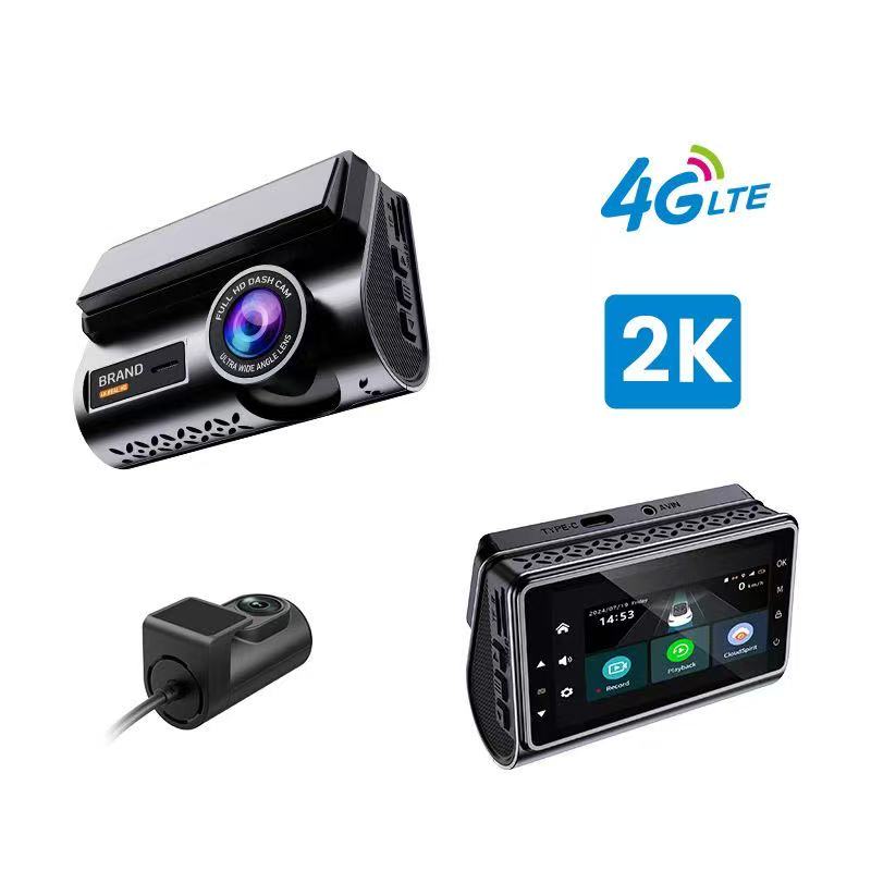 4G 2K+1080P Car Dash Cam DVR 2.0 IPS screen Rearview Camera