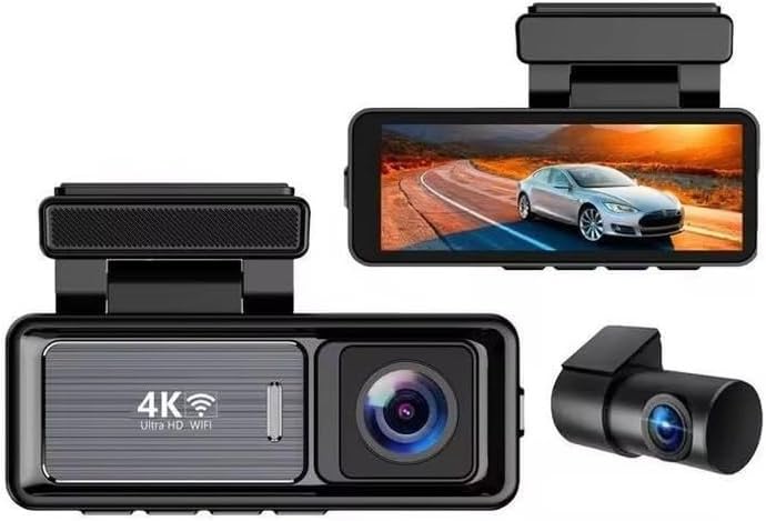 4K Ultra HD Dash Cam, Dual Lens Front and Rear Camera, 3.2" IPS Screen, GPS WiFi