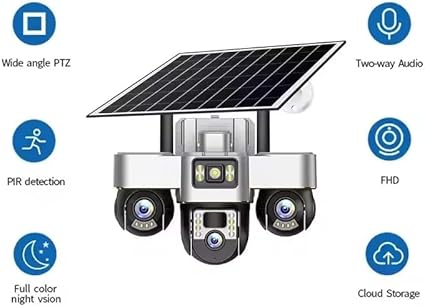 V380 Max 4G Digital Zoom 3 Lens 3 Screen 6MP Solar Powered CCTV