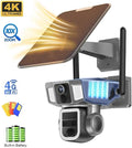 Solar Security Camera Home - Night Vision 4K Triple-Lens 10X Optical Zoom, 4G/Wi-Fi Connectivity,355°PTZ