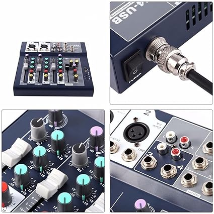 USB 4 Channel Amplifier Sound Audio Mixer F-4