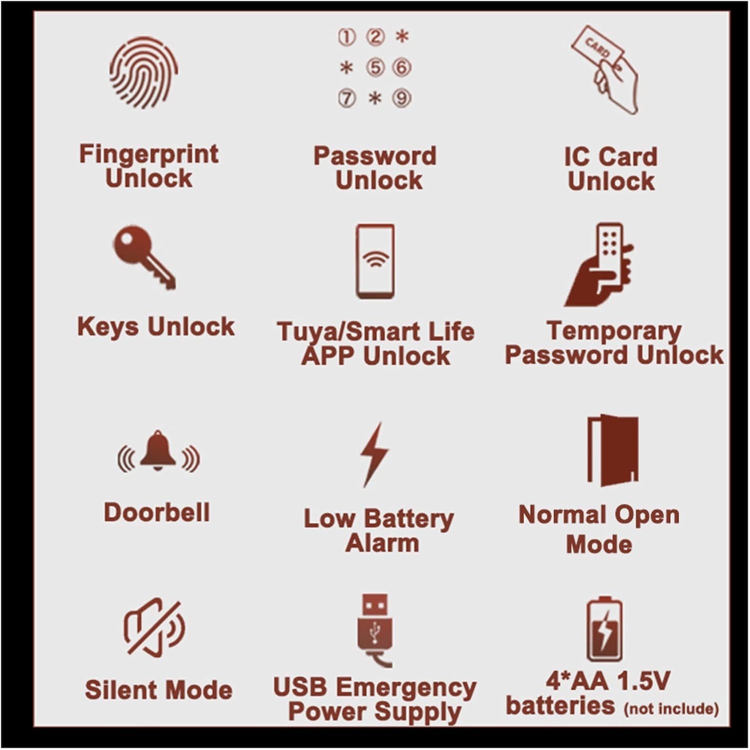 E2 Tuya WiFi Smart Door Lock Villa