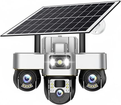 V380 Max 4G Digital Zoom 3 Lens 3 Screen 6MP Solar Powered CCTV