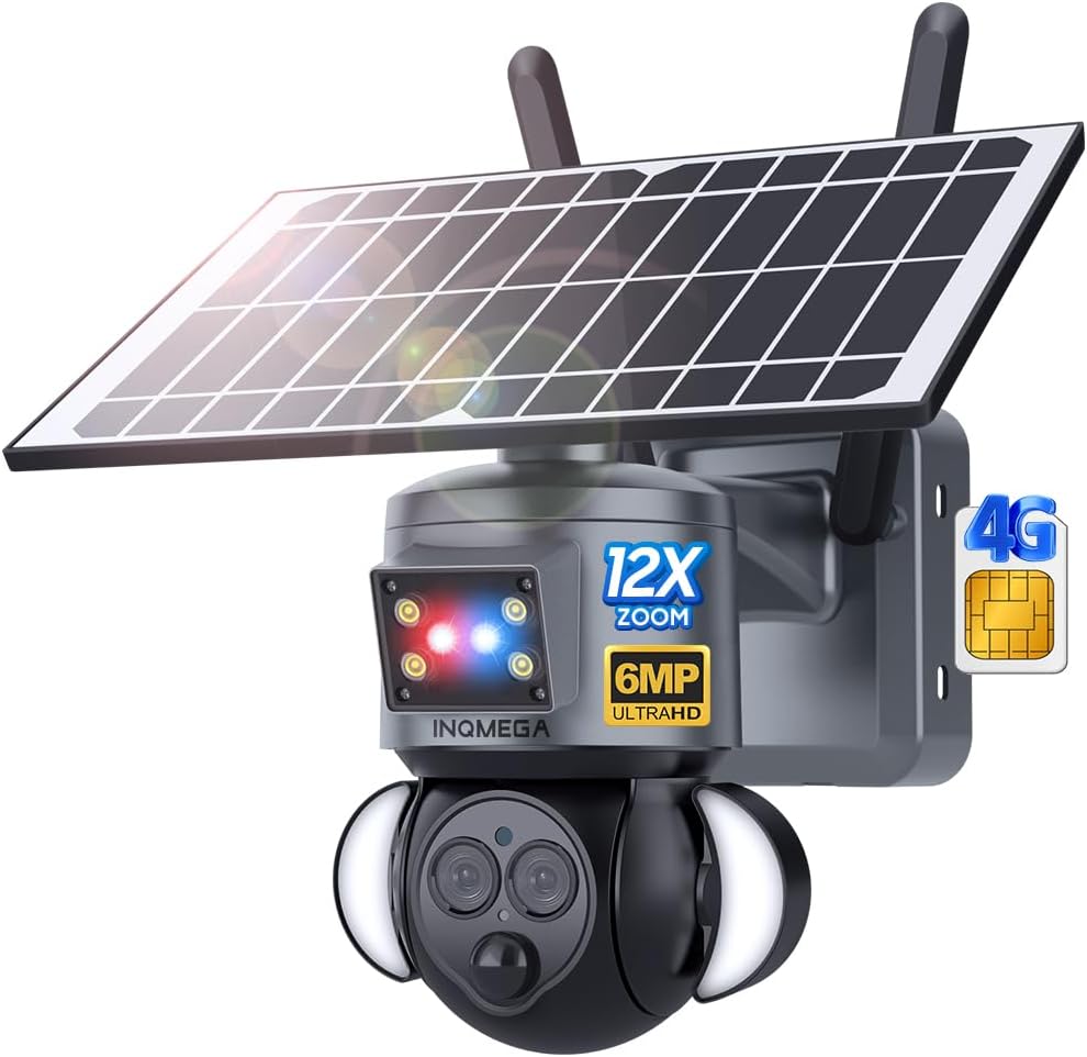 Eyevision Ubox 4g Security Camera Solar,6MP HD 12X Optical Zoom