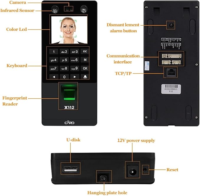 Electronic Equipment Biometric Facial Access Control Keypad System Fingerprint Time Attendance Machine
