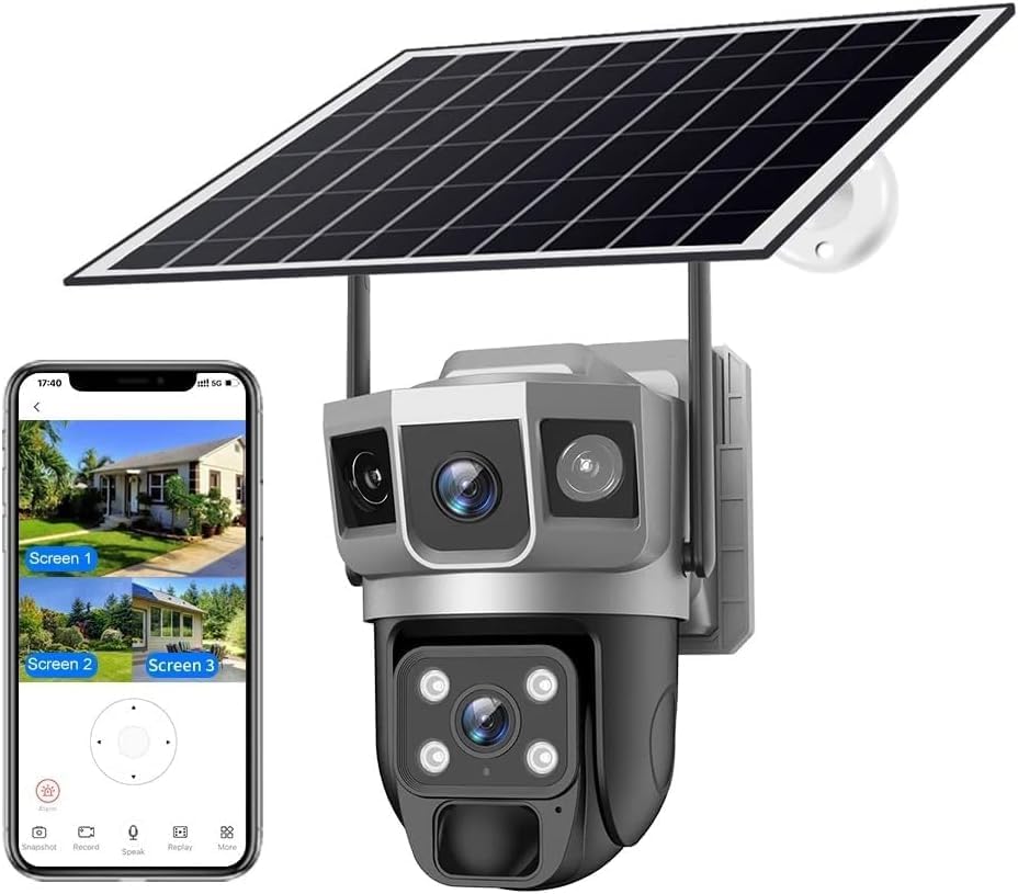 V380 Pro 4G Digital Zoom 2 Lens 2 Screen 4MP Solar Powered CCTV