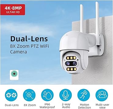 PTZ IP Camera 8X Zoom Dual Lens