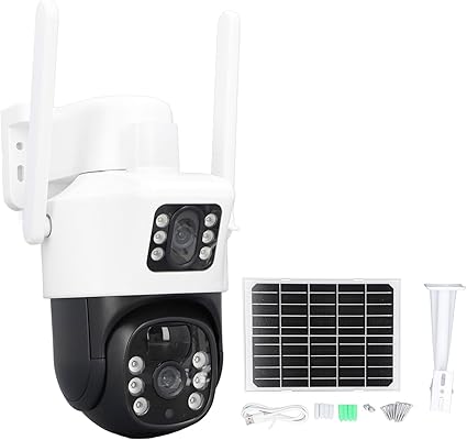 V380 Outdoor Security Camera WiFi Solar Dual Lens CCTV Surveillance for Villa with Night Vision