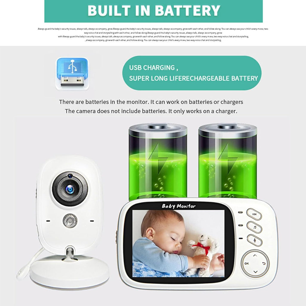 Babies Video Monitor, Wireless Video Color Baby Monito, 2-Way Audio Talk, Temperature Sensor