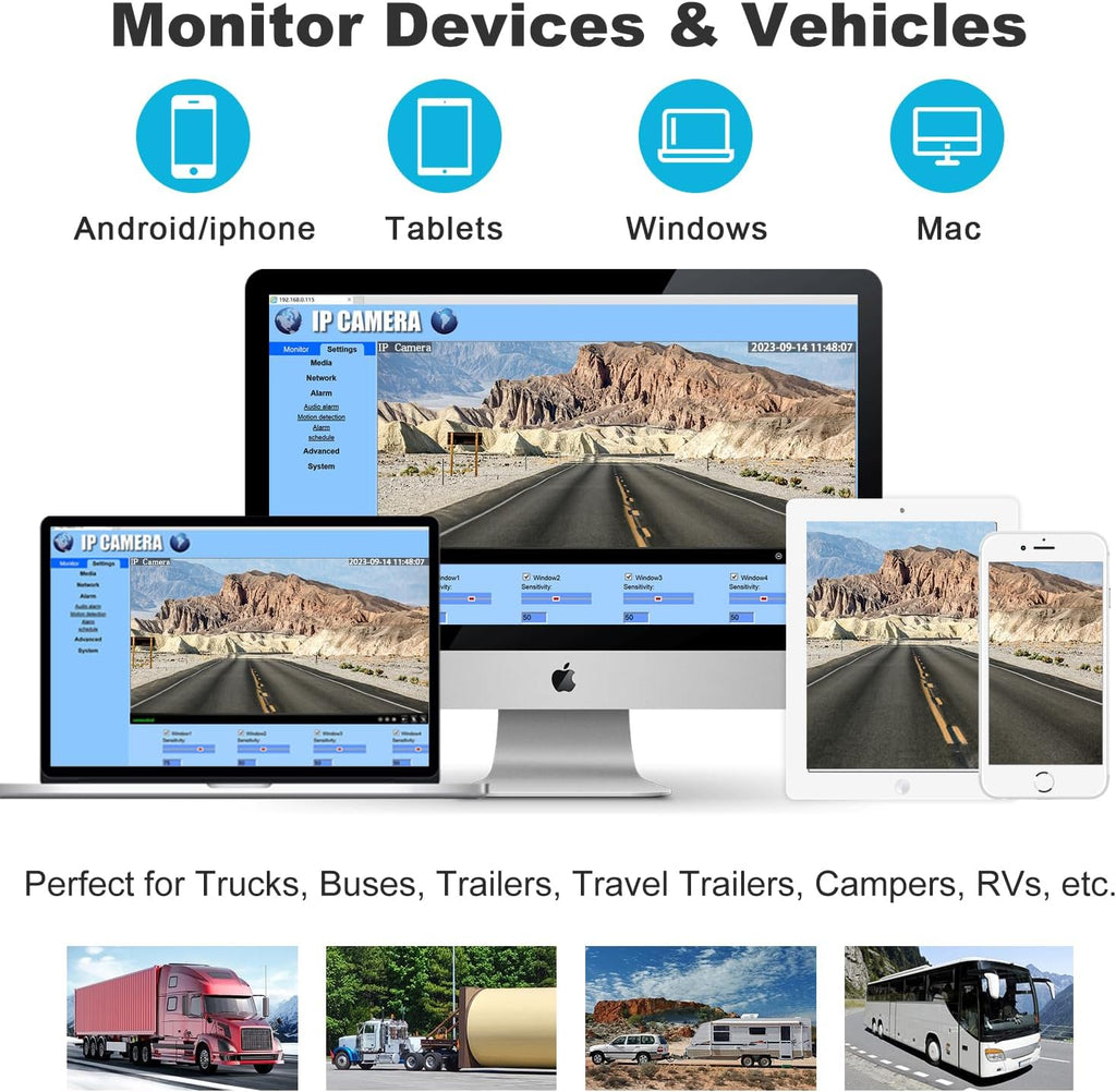 3G/4G LTE Truck/ Viechle Camera No WiFi, Security Camera Outdoor with Sim Card, Sound & Light Alarms