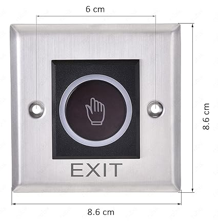 Rubik No Touch Door Release Exit Button Sensor with LED, Contactless IR Control Switch Stainless Steel Panel Input DC12V Output