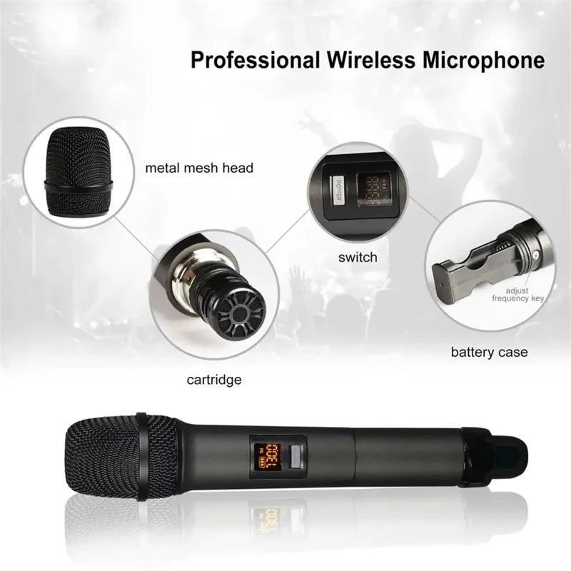 Dual Dynamic Mic Handheld UHF Wireless Microphone