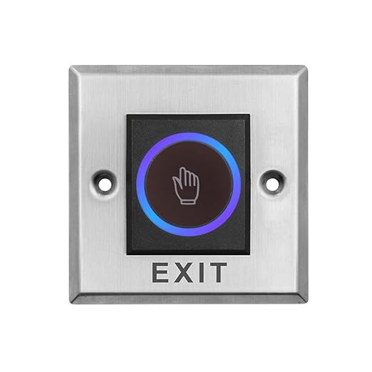 Rubik No Touch Door Release Exit Button Sensor with LED, Contactless IR Control Switch Stainless Steel Panel Input DC12V Output