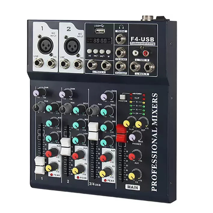 USB 4 Channel Amplifier Sound Audio Mixer F-4