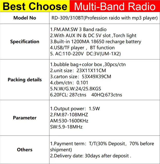 RDD MODEL RD-310BT