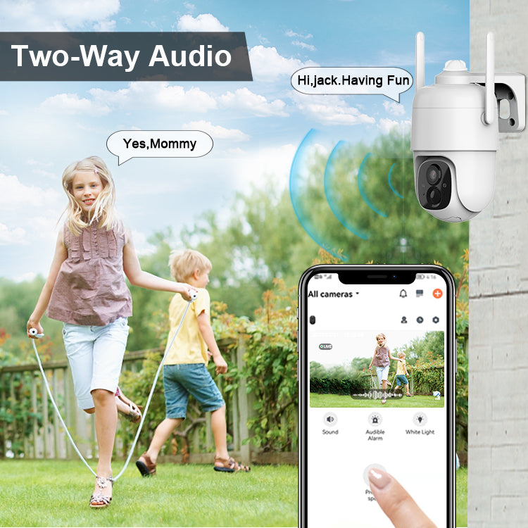 Home Security Cameras Wireless Outdoor, 2K Battery Powered Security Camera, 360° PTZ Camera with Spotlight, Siren