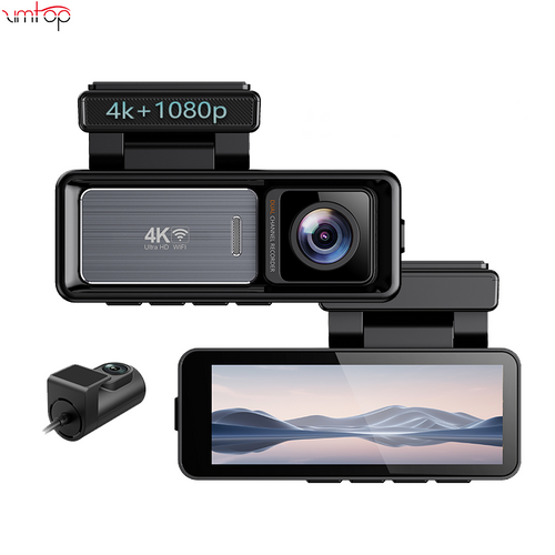 4K Ultra HD Dash Cam, Dual Lens Front and Rear Camera, 3.2" IPS Screen, GPS WiFi