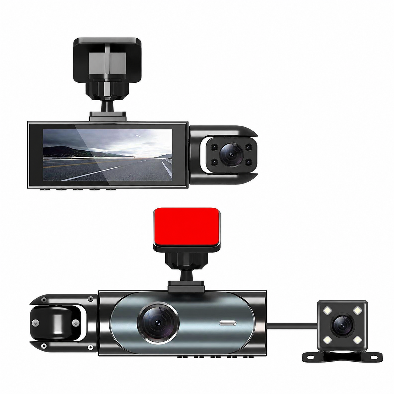 HD Car dash cam with 3 channel lense