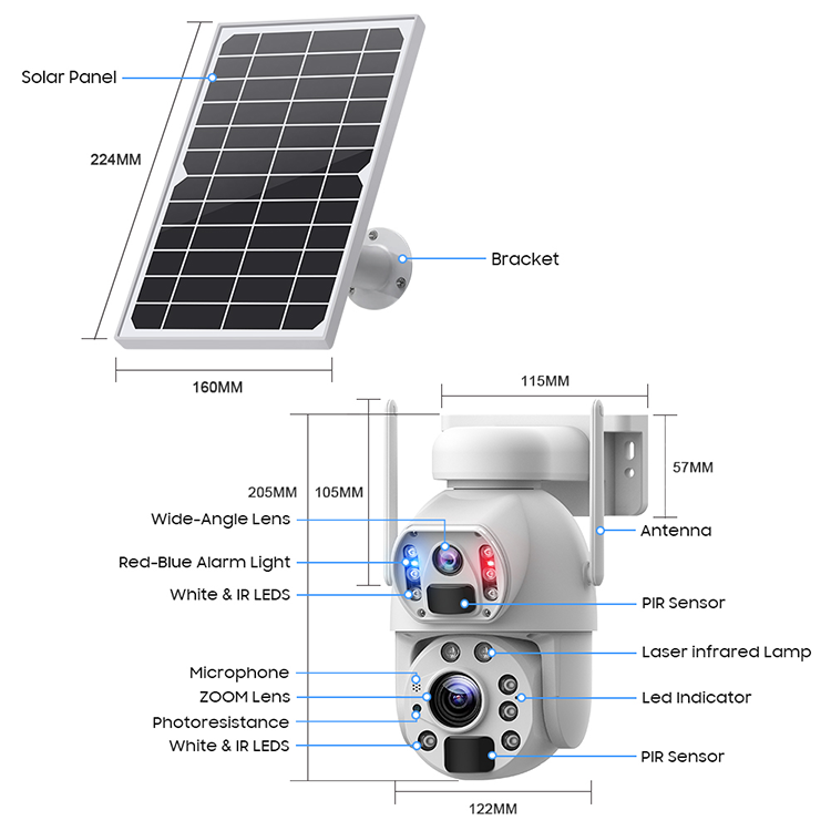 Ubox 4k 4G Outdoor Dual Lens  Ptz solar Camera with 36x Optical zoom
