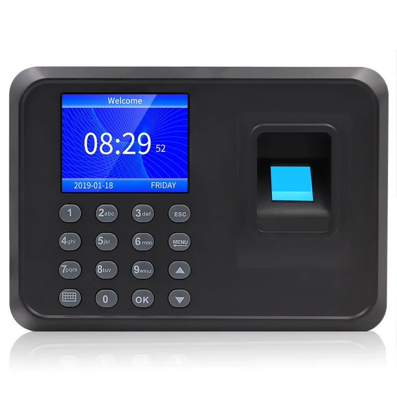 Intelligent Biometric Fingerprint, 2.4 inch TFT LCD Screen DC 5V Time Attendance Clock