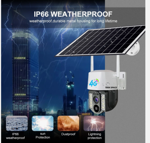 V380 4G Solar Security Camera 300W HD