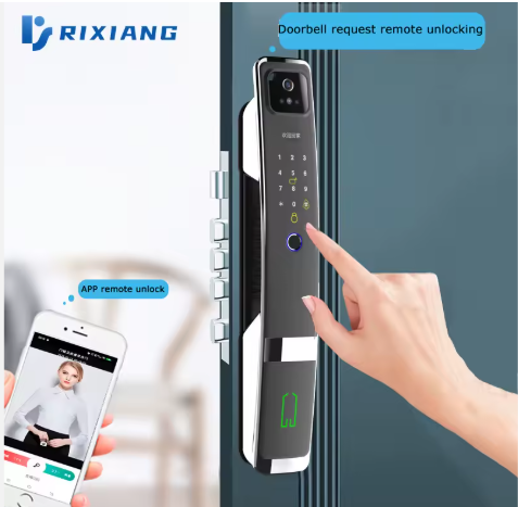 New smart Door Lock with Face Unlock and inside LCD screen , with finger password ,card access and Video Intercom