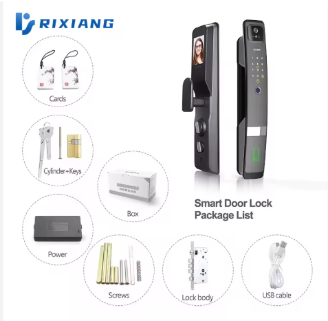 New smart Door Lock with Face Unlock and inside LCD screen , with finger password ,card access and Video Intercom