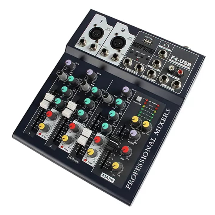 USB 4 Channel Amplifier Sound Audio Mixer F-4