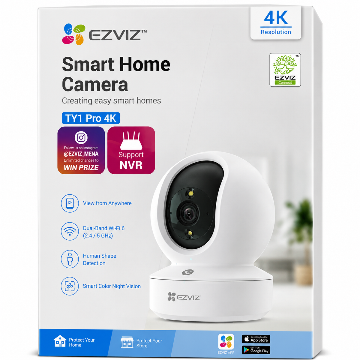 EZVIZ TY1 Pro 4K Indoor Wired Security 360° Camera, 2.4/5G Dual Band WiFi