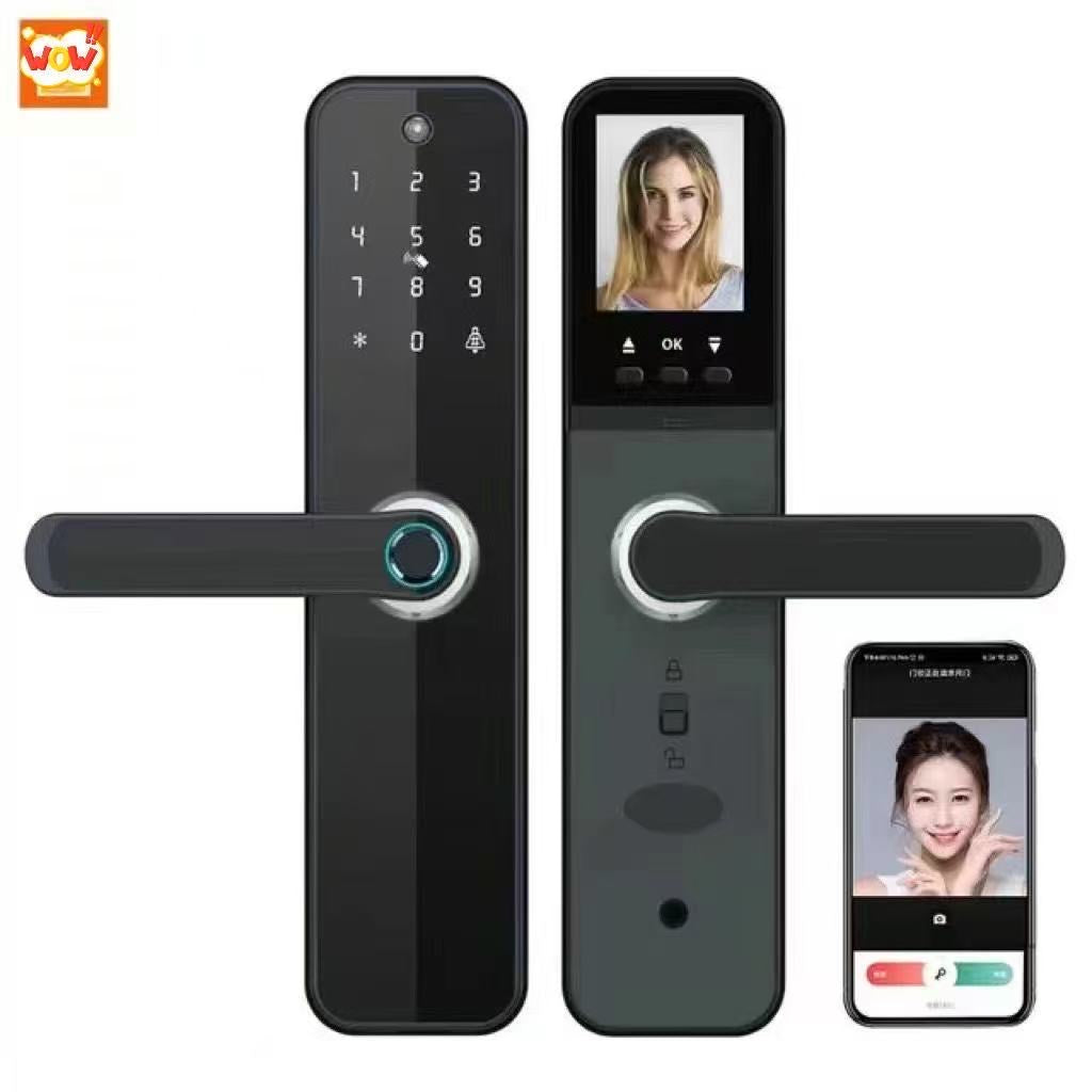 WiFi Fingerprint Smart Door Lock with Cats Eye Camera + Screen Pst-Hr08-P