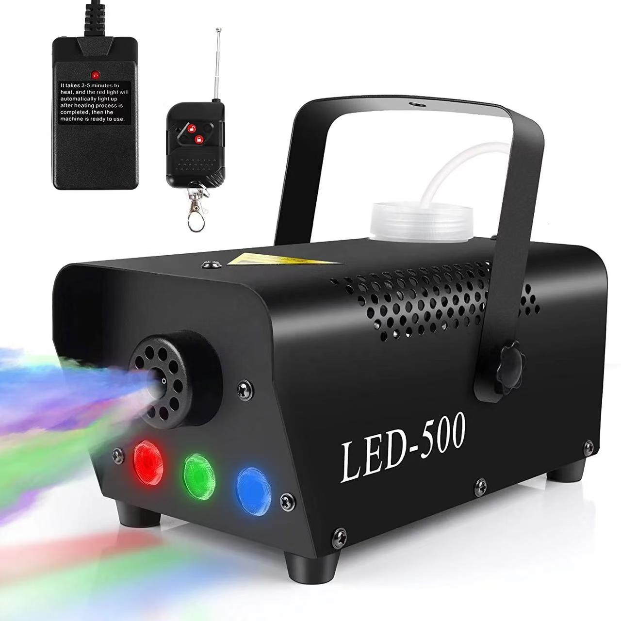Portable Upgraded Fog Machine with 3 Colorful LED Lights, 500W 2000CFM Mist with Wireless Remote